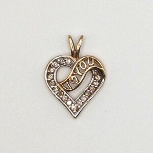 10k I love you heart pendant